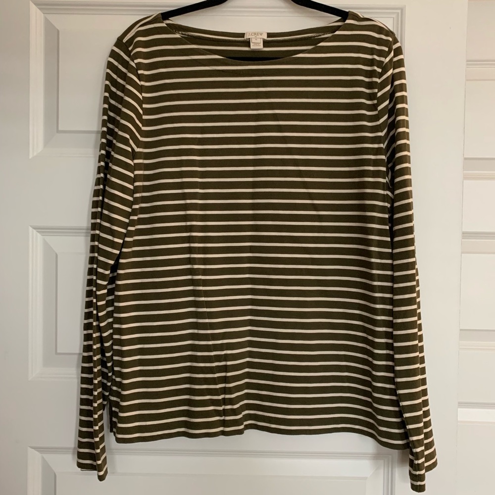 J. Crew Green Striped Long Sleeve